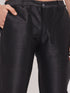 Vastramay Men's White Cotton Silk Blend Kurta and Black Pant Style Pyjama Set