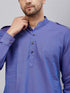 Vastramay Men's Purple Cotton Blend Kurta and White Pant Set