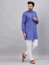 Vastramay Men's Purple Cotton Blend Kurta and White Pant Set