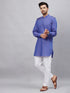 Vastramay Men's Purple Cotton Blend Kurta and White Pant Set