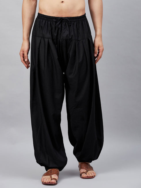 Vastramay Men's Black Cotton Silk Blend Pyjama
