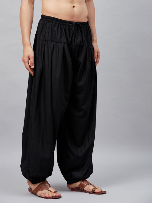 Vastramay Men's Black Cotton Silk Blend Pyjama