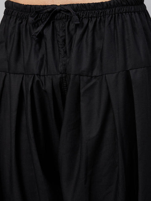 Vastramay Men's Black Cotton Silk Blend Pyjama
