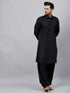 Vastramay Men's Black Cotton Silk Blend Pyjama