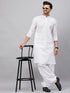 Vastramay Men's White Cotton Silk Blend Pyjama