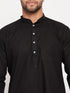 Vastramay Men's Black And White Cotton Blend Pathani Suit With White Pant Set