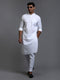 Vastramay Men's White Cotton Blend Pathani Kurta with Pant Set