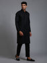 Vastramay Men's Black Pathani Suit Set