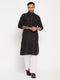 Vastramay Men's Black Pathani Suit With White Pant Set