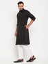 Vastramay Men's Black Pathani Suit With White Pant Set