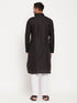 Vastramay Men's Black Pathani Suit With White Pant Set