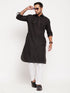 Vastramay Men's Black Pathani Suit With White Pant Set