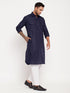 Vastramay Men's Blue Pathani Suit With White Pant Set