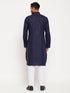 Vastramay Men's Blue Pathani Suit With White Pant Set