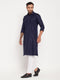 Vastramay Men's Blue Pathani Suit With White Pant Set