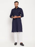 Vastramay Men's Blue Pathani Suit With White Pant Set