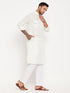 Vastramay Men's Cream Pathani Suit With White Pant Set