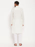 Vastramay Men's Cream Pathani Suit With White Pant Set