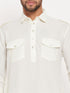 Vastramay Men's Cream Pathani Suit With White Pant Set