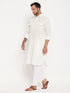 Vastramay Men's Cream Pathani Suit With White Pant Set