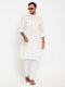 Vastramay Men's Cream Pathani Suit With White Pant Set