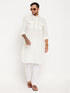 Vastramay Men's Cream Pathani Suit With White Pant Set