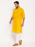 Vastramay Men's Mustard Pathani Suit With White Pant Set