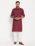 Vastramay Men's Purple Pathani Suit With White Pant Set