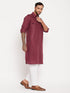 Vastramay Men's Purple Pathani Suit With White Pant Set