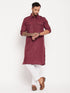 Vastramay Men's Purple Pathani Suit With White Pant Set