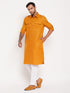 Vastramay Men's Rust Pathani Suit With White Pant Set