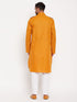 Vastramay Men's Rust Pathani Suit With White Pant Set