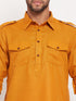 Vastramay Men's Rust Pathani Suit With White Pant Set