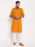 Vastramay Men's Rust Pathani Suit With White Pant Set