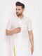 Vastramay Men's Cream Silk Blend Ethnic Shirt