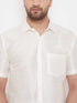 Vastramay Men's Cream Silk Blend Ethnic Shirt