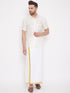 Vastramay Men's Cream Silk Blend Ethnic Shirt