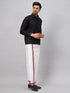 Vastramay Men's Black And White Silk Blend Shirt And Mundu Set