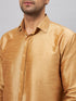 Vastramay Men's Rose Gold & White Silk Blend Shirt And Mundu Set