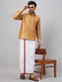 Vastramay Men's Rose Gold & White Silk Blend Shirt And Mundu Set