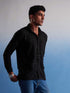 Vastramay Men's Black Rayon Embellished Shirt