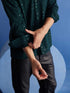 Vastramay Men's Green Rayon Embellished Shirt