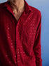 Vastramay Men's Maroon Rayon Embellished Shirt