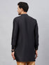 Vastramay Vastramay Men's Black Silk Blend Curved Kurta
