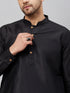 Vastramay Vastramay Men's Black Silk Blend Curved Kurta
