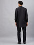Vastramay Men's Black Silk Blend Curved Kurta Pant Set