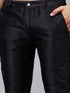 Vastramay Men's Black Silk Blend Curved Kurta Pant Set