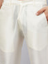 Vastramay Men's Cream Silk Blend Curved Kurta Pant Set