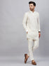 Vastramay Men's Cream Silk Blend Curved Kurta Pant Set