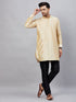 Vastramay Men's Gold Silk Blend Curved Kurta Pant Set